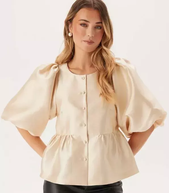 Saténová košile s balonovými rukávy, Bubbleroom, 1 699 Kč