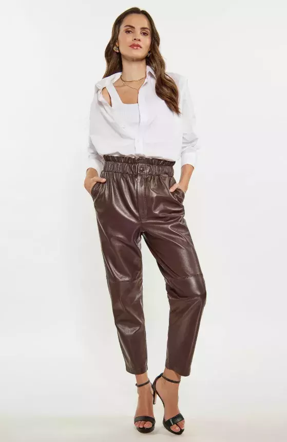 Kožené kalhoty s řaseným pasem, faina, 19 499 Kč