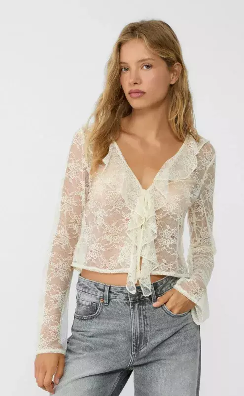 Krajková blůza, Stradivarius, 699 Kč