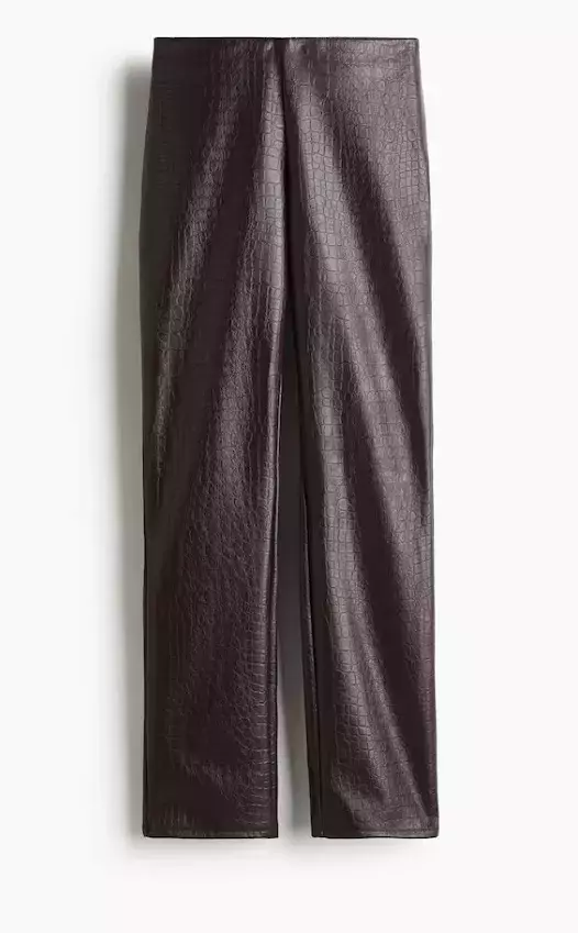 Rovné kalhoty s povrchovou úpravou, H&M, 599 Kč