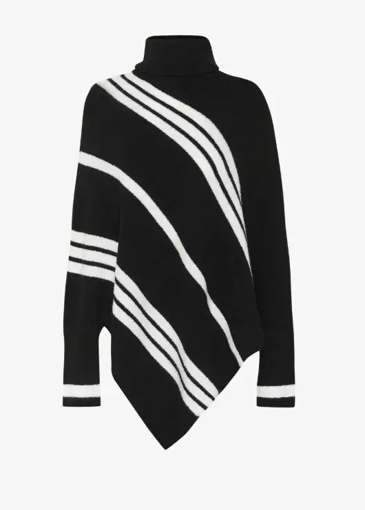 Černobílé pončo, Cream, 1 560 Kč