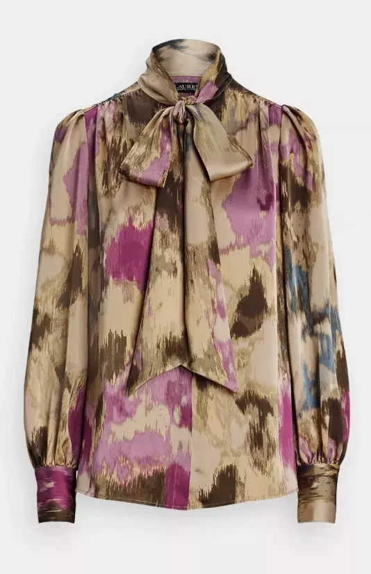 Saténová košile s mašlí, Lauren Ralph Lauren, 3 353 Kč