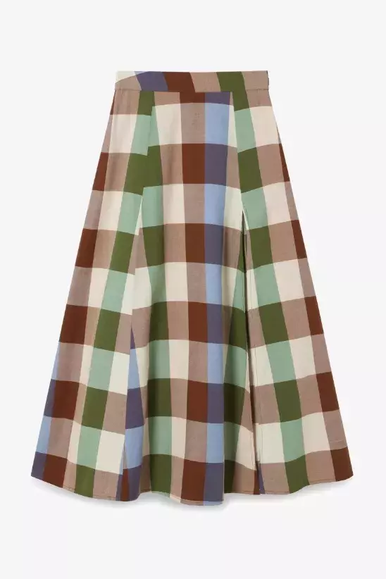 Kostkovaná maxi sukně, Thinking Mu, 2 998 Kč