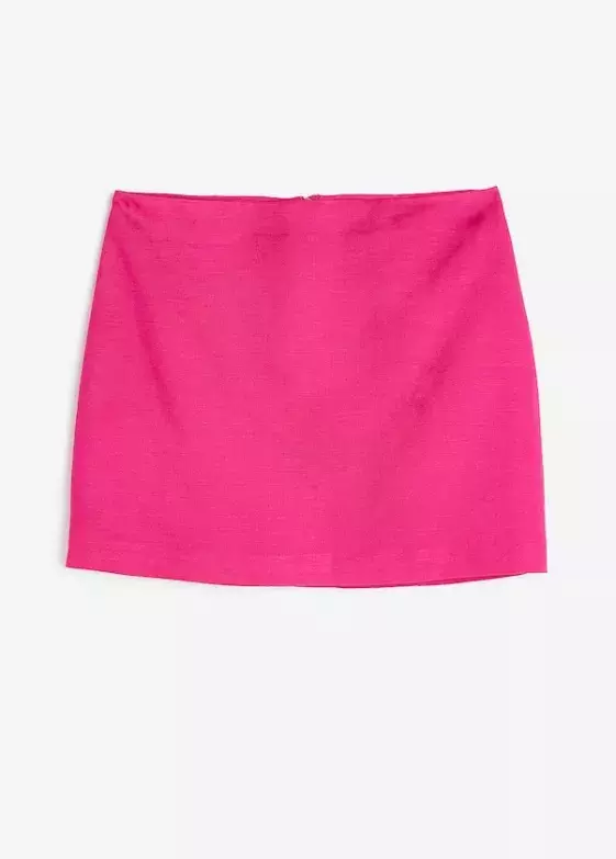 Neonově růžová sukně z lněné směsi, H&M, 599 Kč
