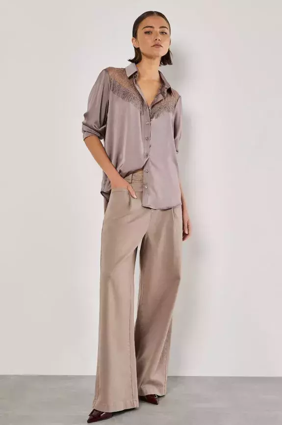 Oversized saténová košile, Apricot, 1 299 Kč