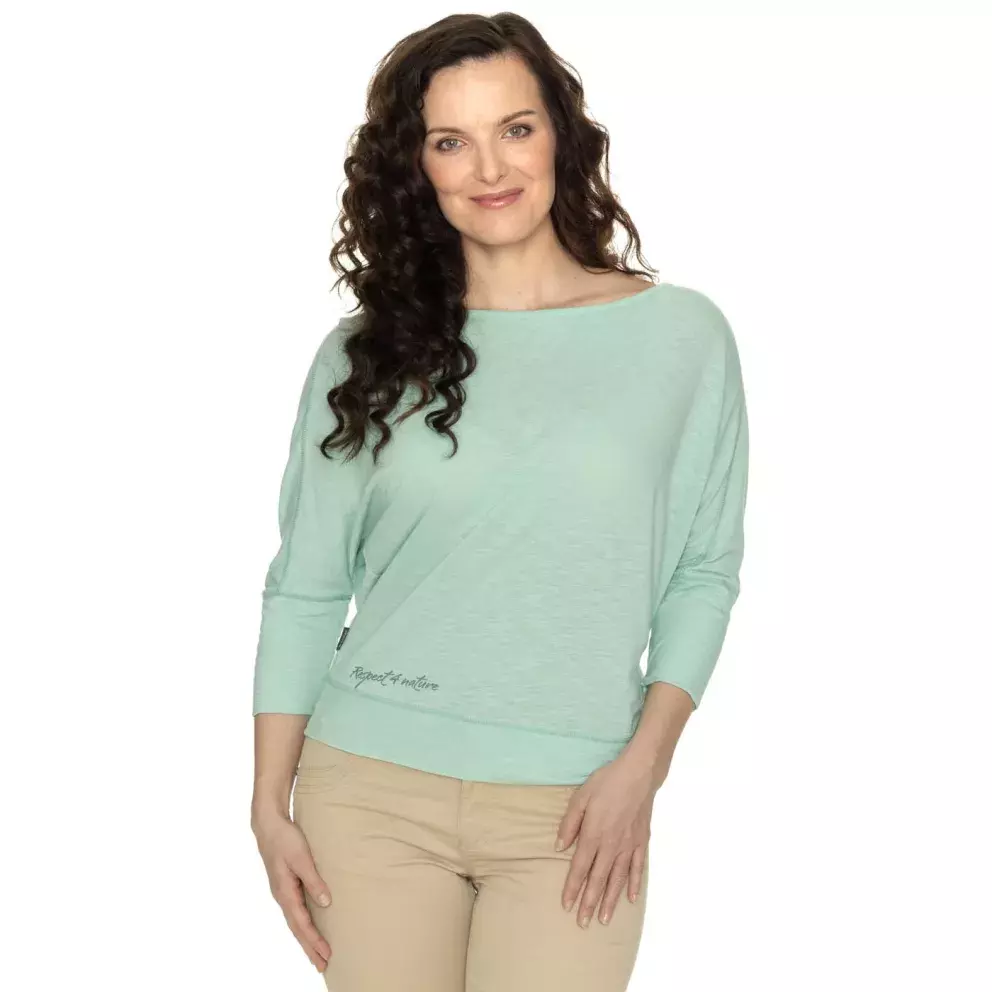 tričko Nicole modré, volné a vzdušné triko s 3/4 kimonovým rukávem