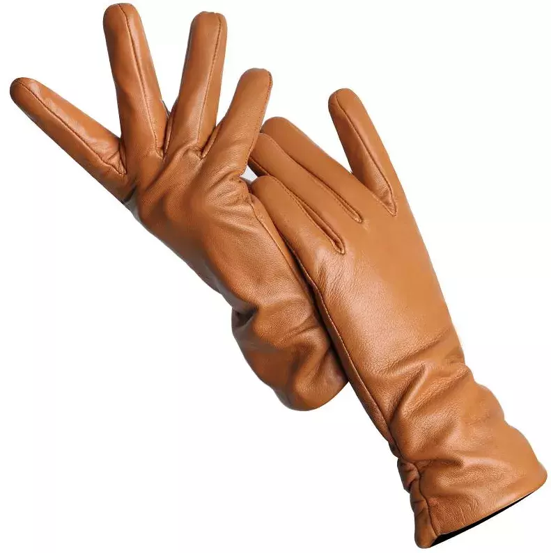 hnědé kožené rukavice