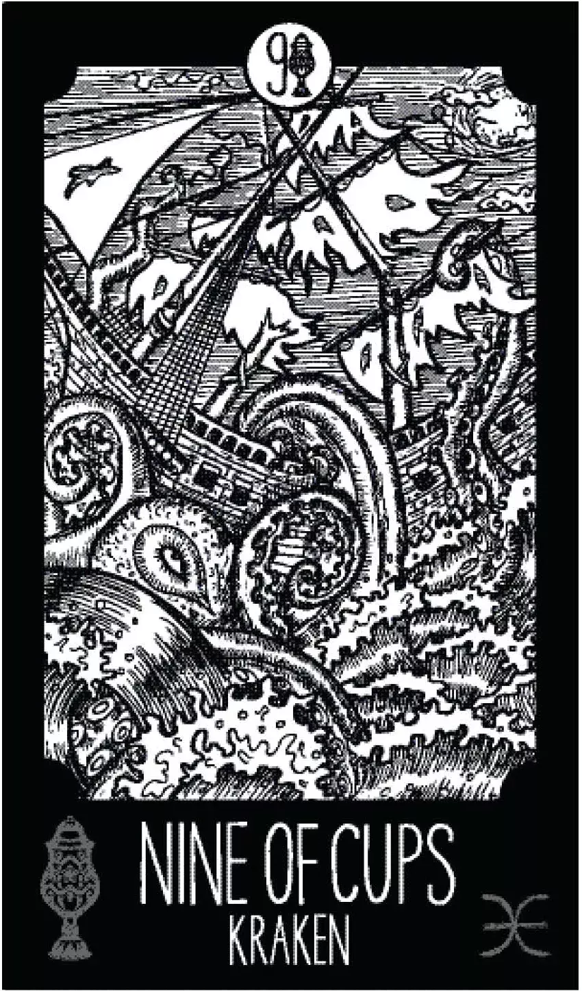Tarotová karta Devítka pohárů