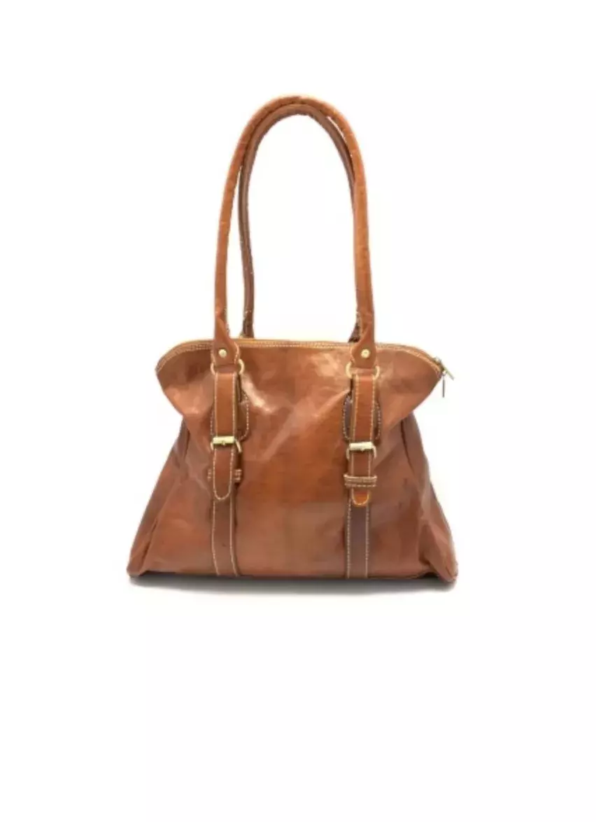 Dámská kožená kabelka přírodní s přezkami MagBag