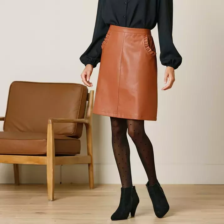 kožená sukně hnědá