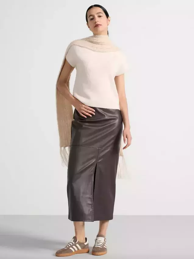 kožená sukně vínová