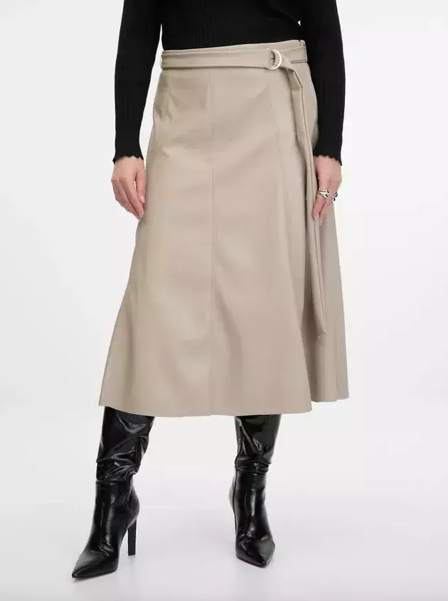 kožená sukně béžová