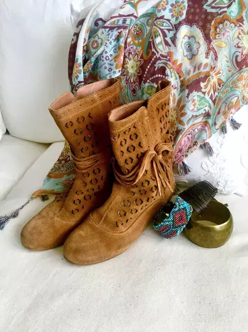 boho kozačky vzorované