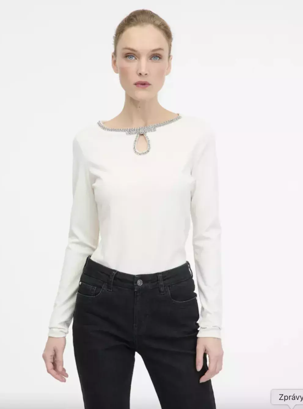 Krémová dámská halenka s dlouhým rukávem
