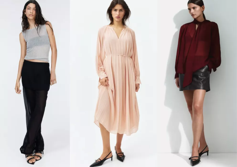 průsvitné halenky, šaty a kalhoty, H&M