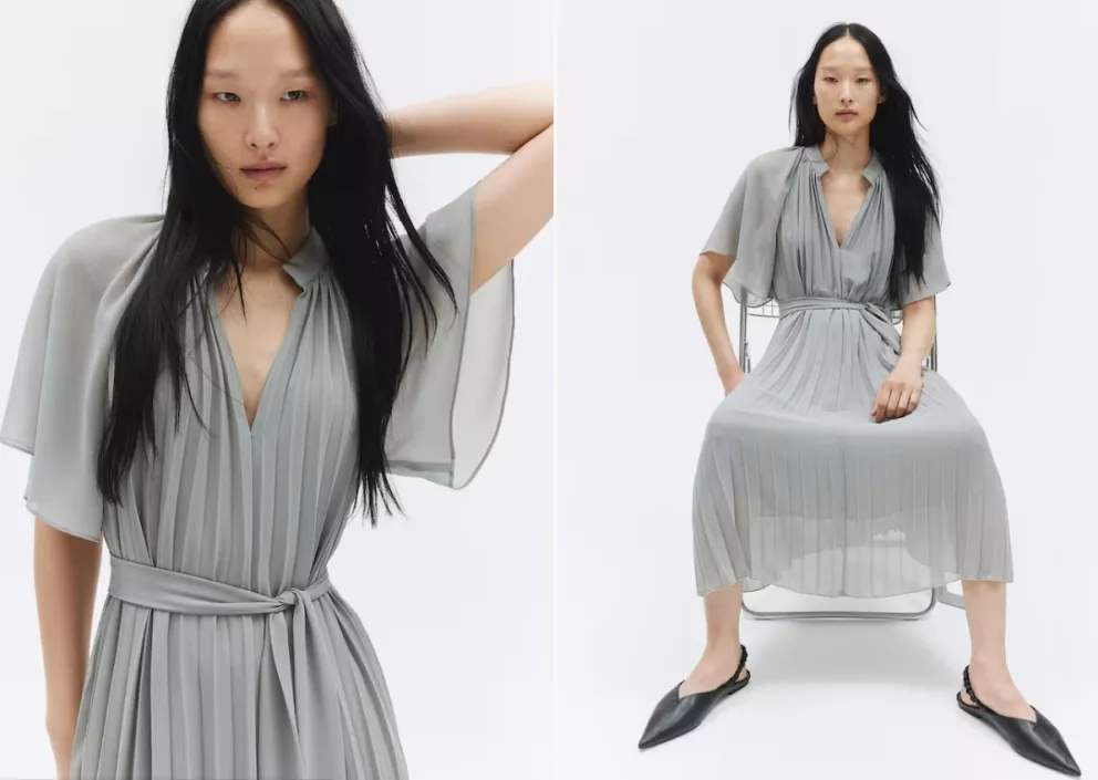 Plisované šaty s vázacím páskem, H&M, 1 199 Kč