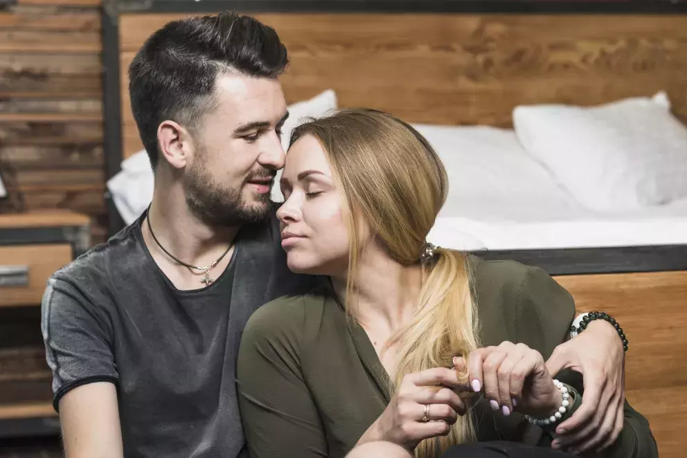 muž, žena, láska, objetí, polibek