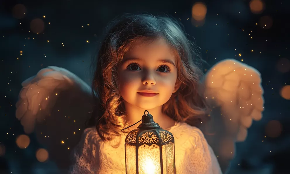 andělská holčička s lucernou