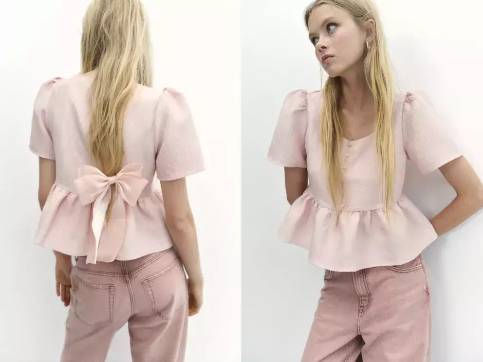 Brokátová halenka s dolním volánem