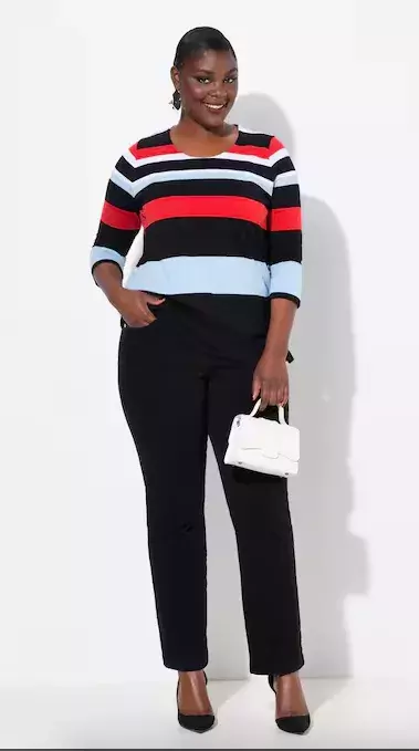 <p>Džíny Mandy, černá džínovina, rovný střih, elastický pas, Ulla Popken, 2599 Kč</p>
