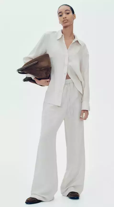 Kalhoty z lněné směsi, H&M, 479 Kč