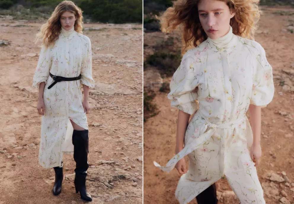 Šaty z lněné směsi s vázacím páskem, H&M, 1 459 Kč