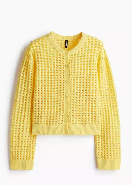 Propínací svetr z dírkovaného úpletu, H&M, 599 Kč