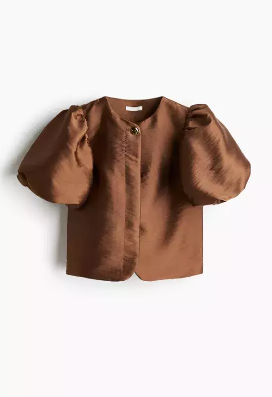 Bronzová halenka s balonovým rukávem, H&M, 1 199 Kč