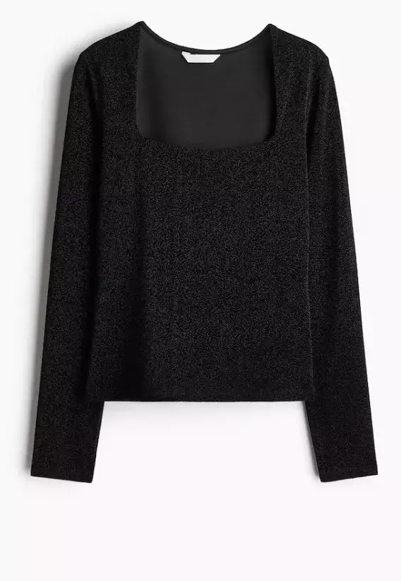 Žerzejový top s dlouhým rukávem, H&M, 189 Kč