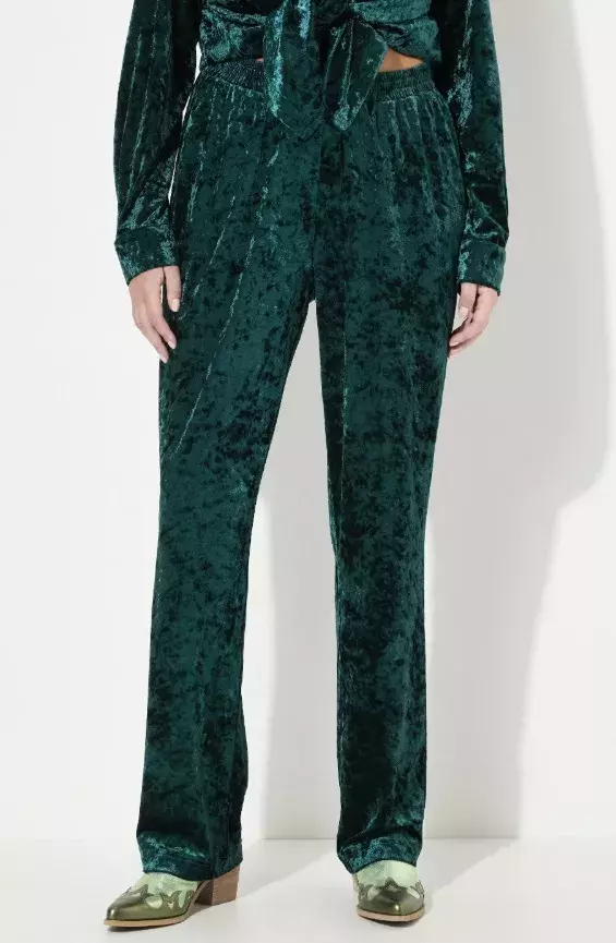 Smaragdově zelené velurové kalhoty, Ulla Popken, 1 119 Kč