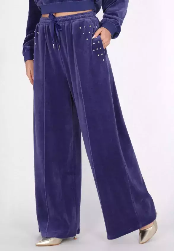 Volné velurové kalhoty se zdobením, faina, 4 499 Kč