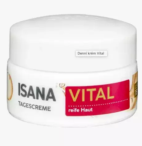 <p>Denní krém Vital, Isana, Rossmann, 70 Kč</p>
