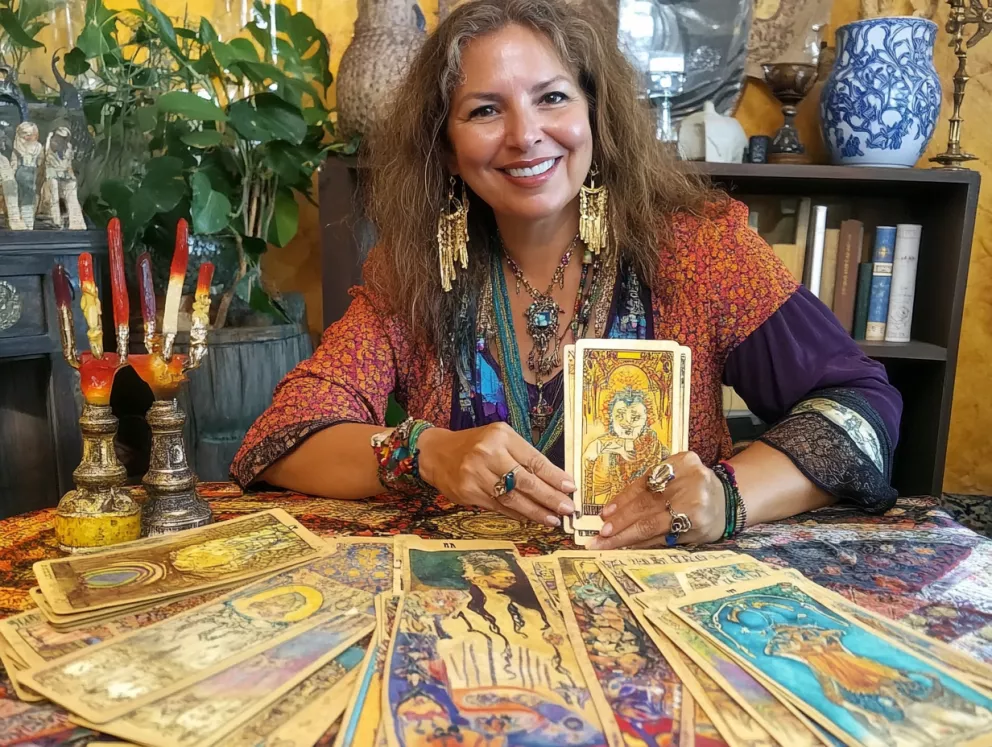 žena s tarotovými kartami