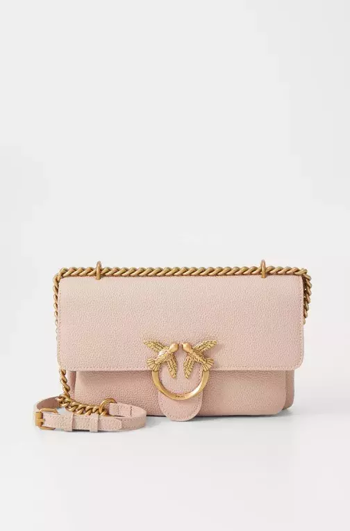 Růžová kabelka se zlatými detaily, Pinko, 7 350 Kč