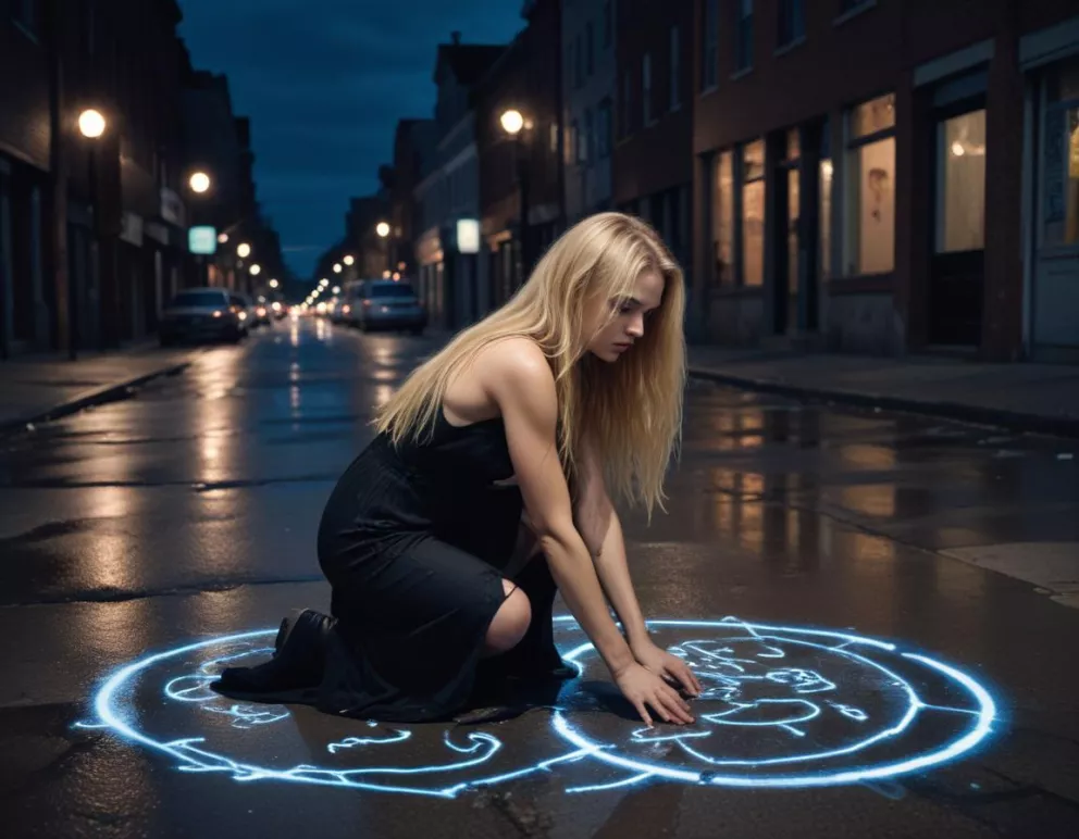 zlomená žena na ulici