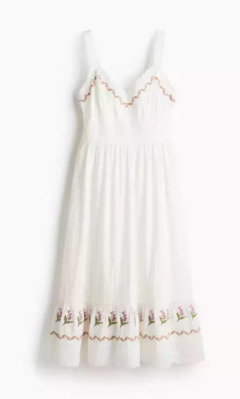 Bavlněné šaty s výšivkou, H&M, 1 199 Kč