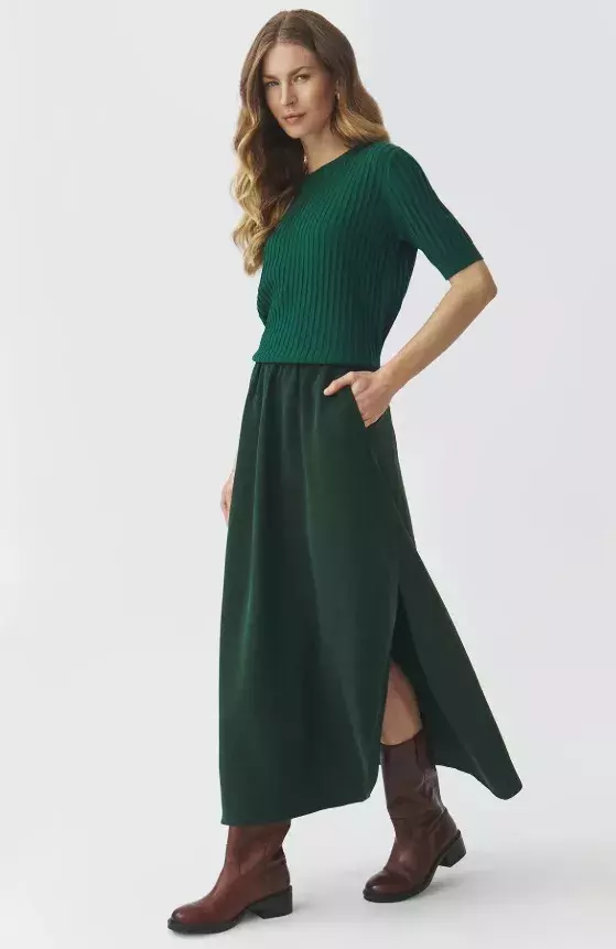 Tmavě zelená maxi sukně s rozparkem, TATUUM, 2 199 Kč