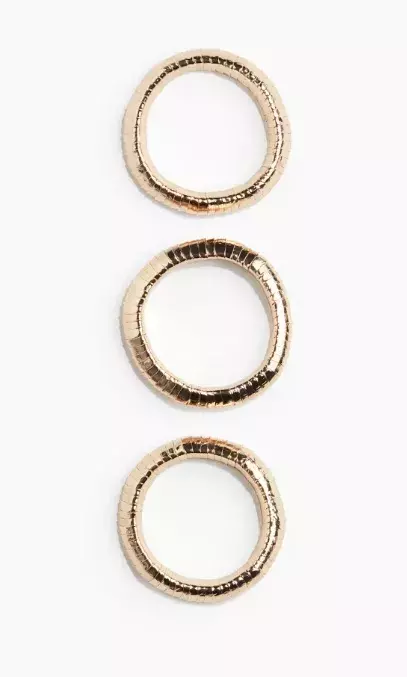 Elastický náramek ve zlaté barvě, 3 kusy, H&M, 359 Kč