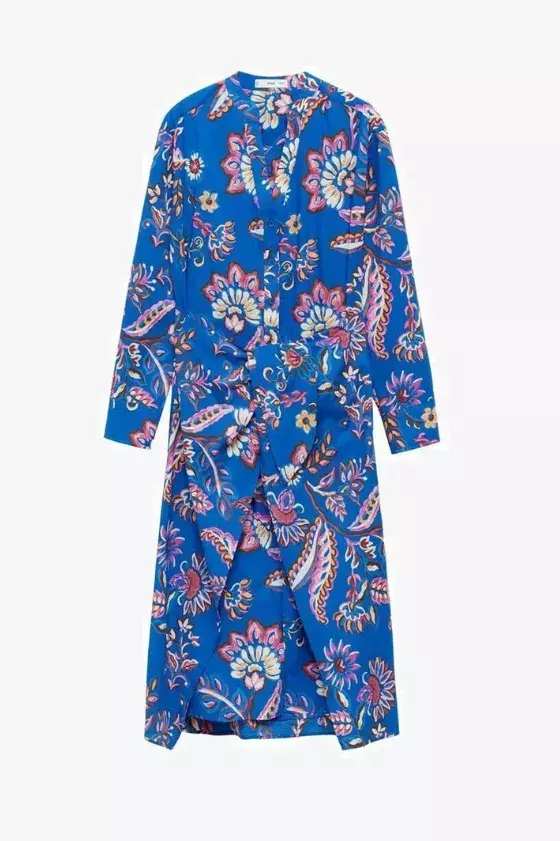 Květinové šaty s vázankou, Mango, 699 Kč