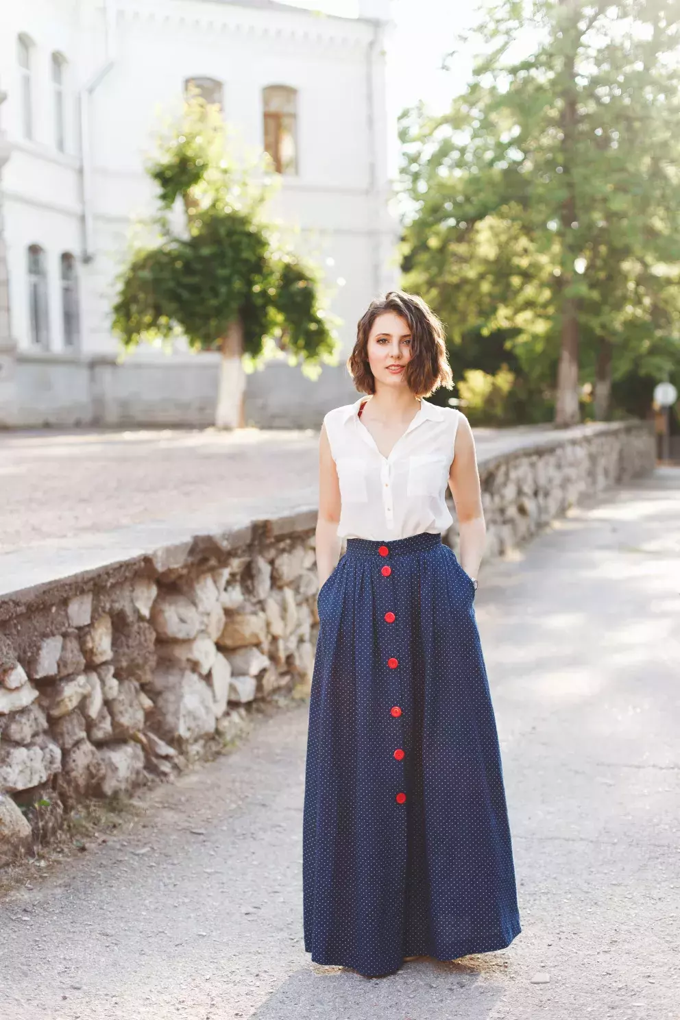 maxi sukně s knoflíky