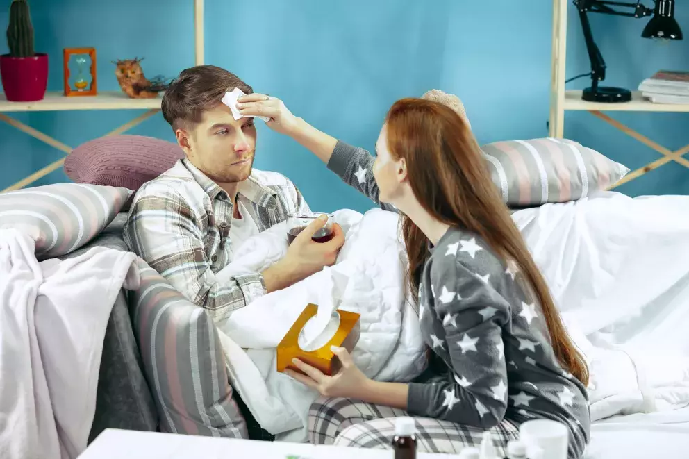 muž, žena, nemoc, péče, hypochondr
