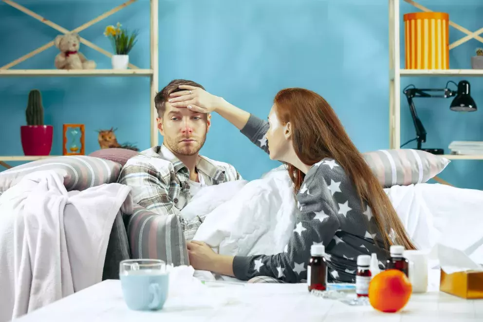 muž, žena, nemoc, péče, hypochondr