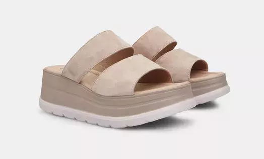 Dámské velurové pantofle na vysoké platformě