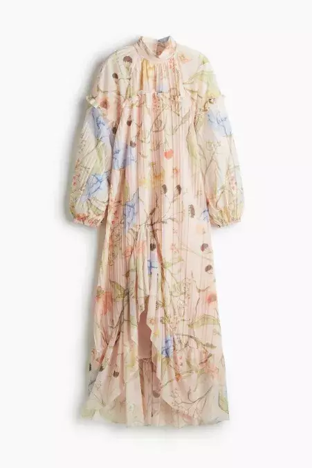 Dlouhé šaty lemované volánky, H&M, 1 459 Kč