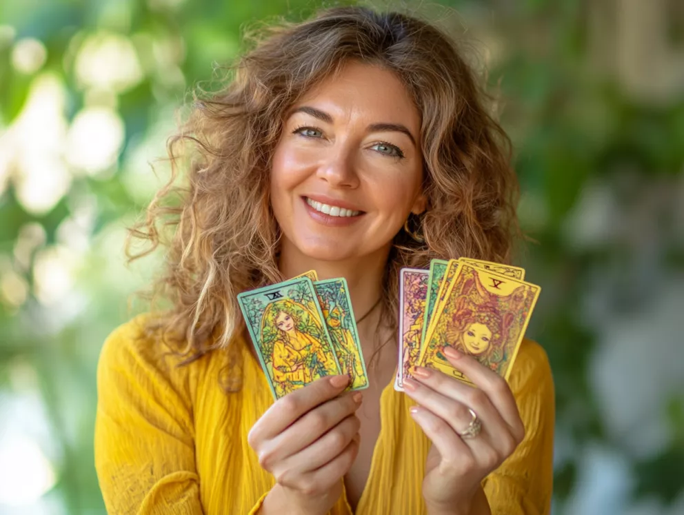 žena s tarotovými kartami