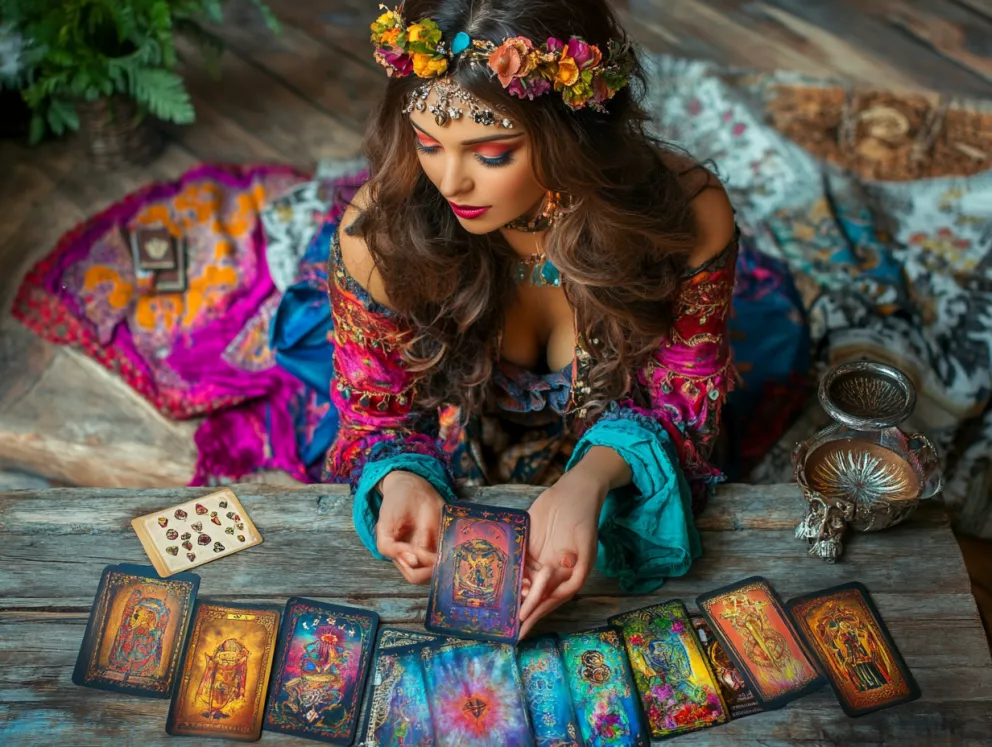 kartářka s tarotovými kartami