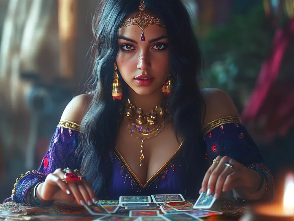 žena s tarotovými kartami