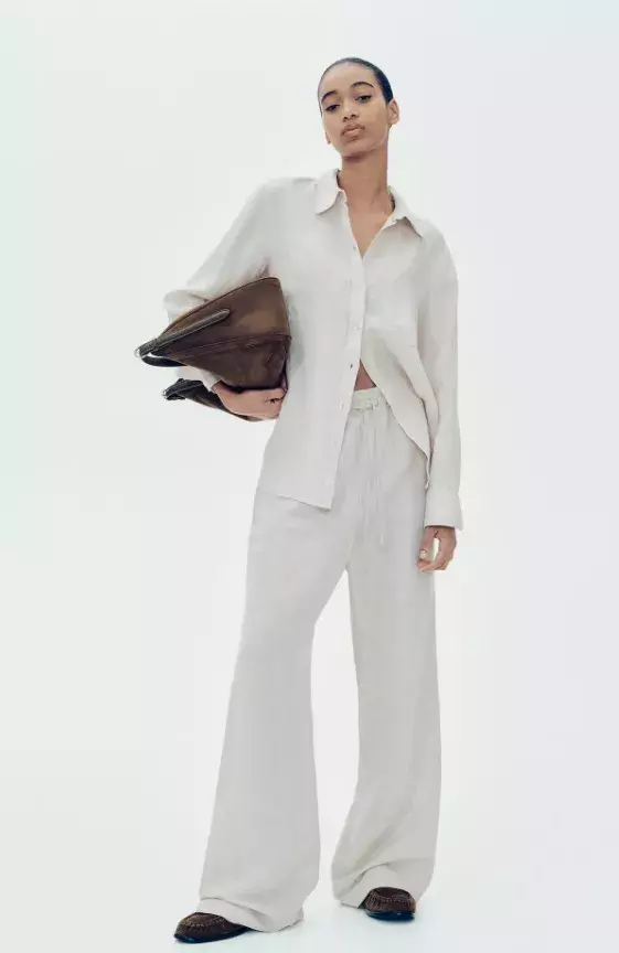 Kalhoty z lněné směsi, H&M, 479 Kč