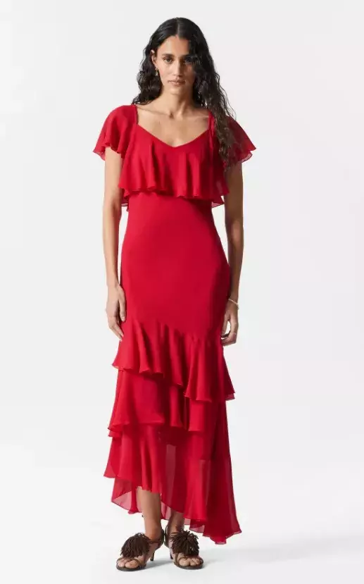 Maxi šaty s volánky, H&M, 3 490 Kč