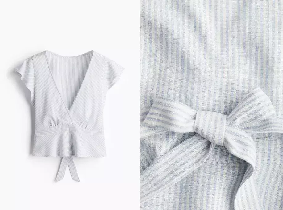 Halenka z lněné směsi s mašlí vzadu, H&M, 429 Kč